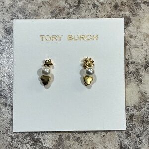 Tory Burch Gold-tone Heart, Star & Pearl Stud Earrings